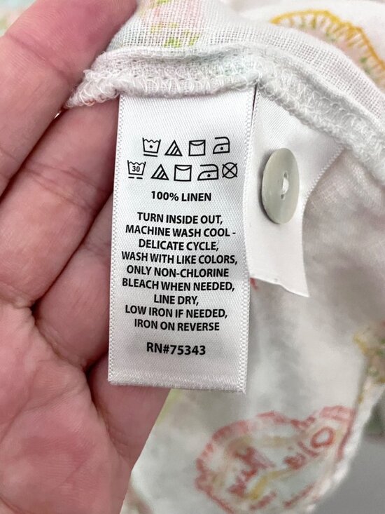 Cynthia Rowley Olive Oil Colorful Print Linen Long Sleeve Size XL - Picture 4 of 5